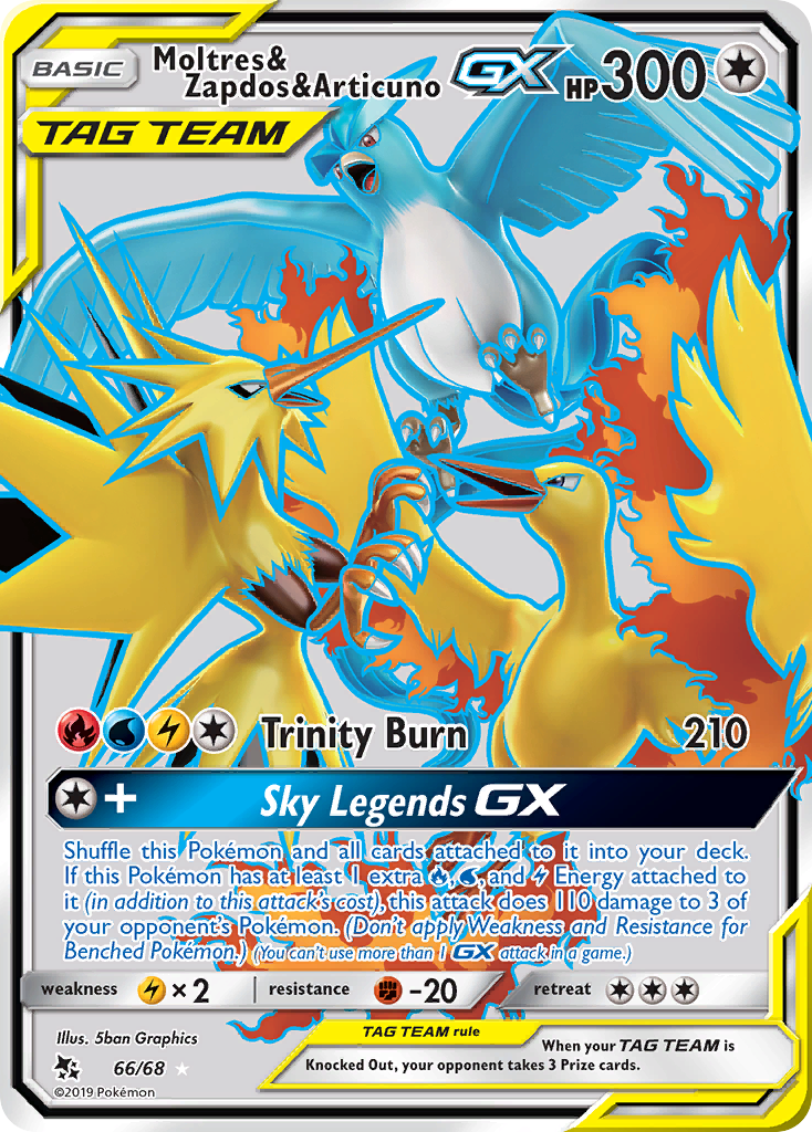 Hidden Fates Moltres & Zapdos & Articuno GX #66/68